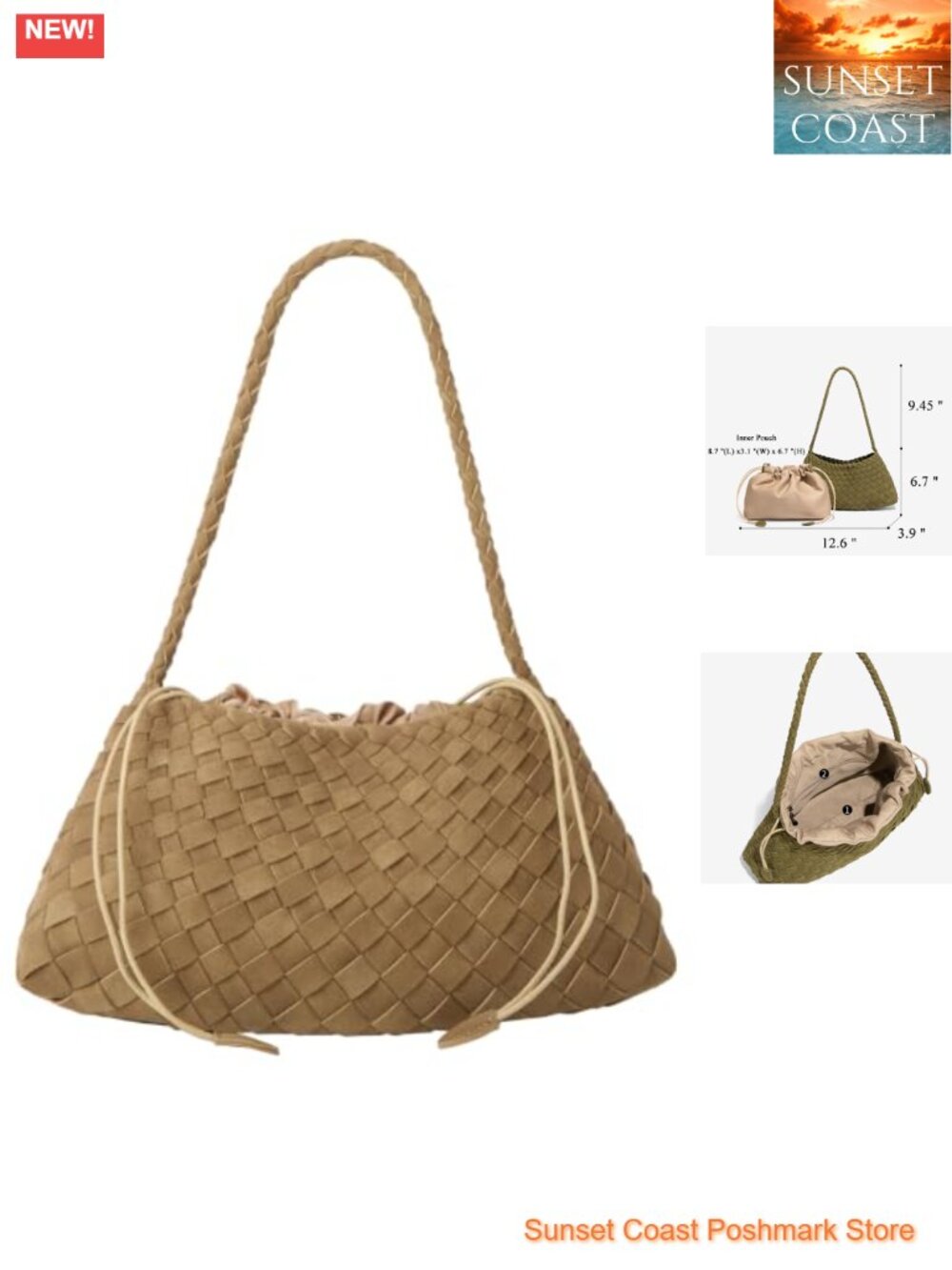 Suede Bucket Hobo Bag PU Leather Shoulder Tote Women